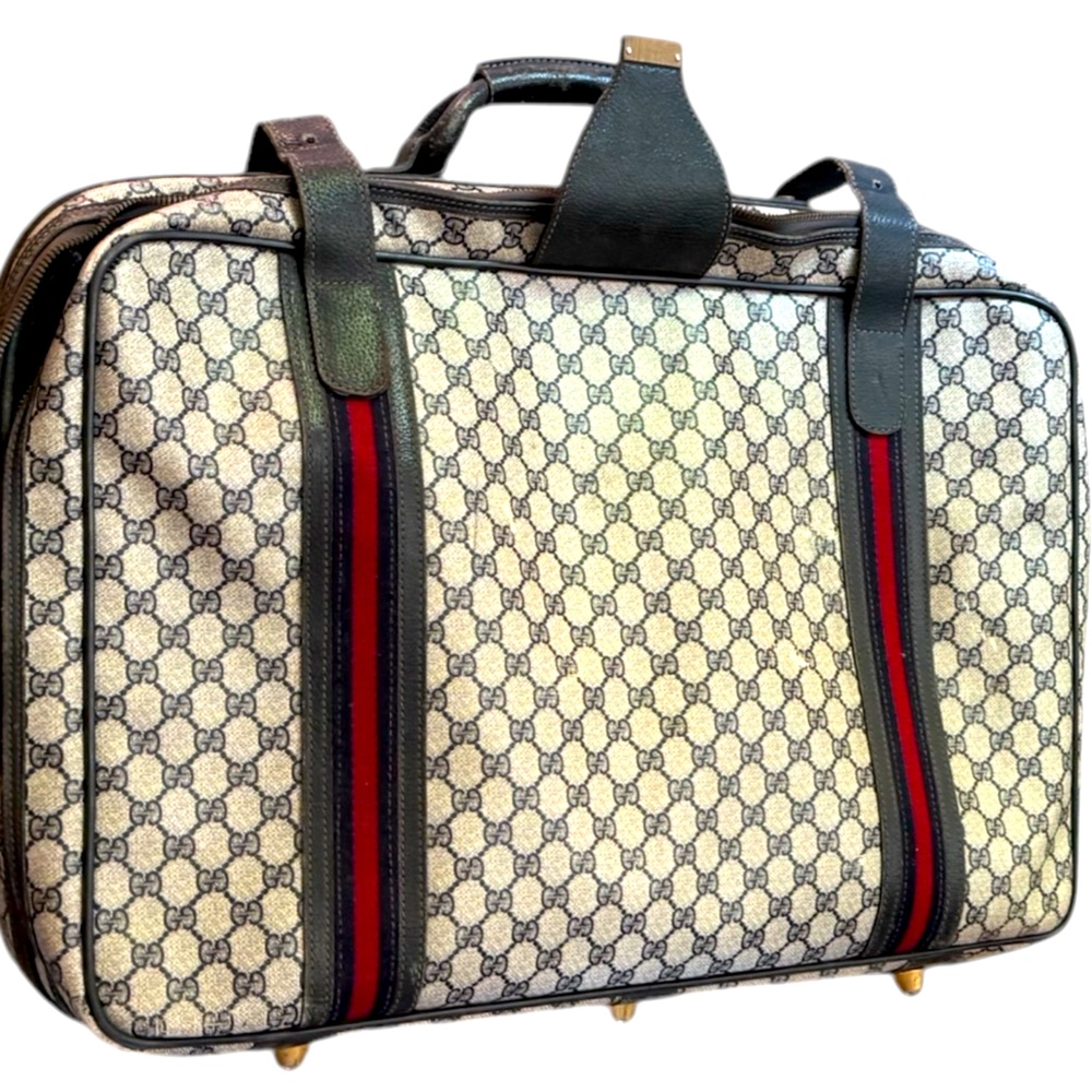 Vintage 1950s Gucci Suitcase Monogram Canvas Leather Collectable